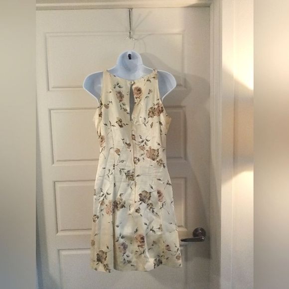 Vintage Satin Floral Mini Dress Square Neckline - Picture 4 of 4